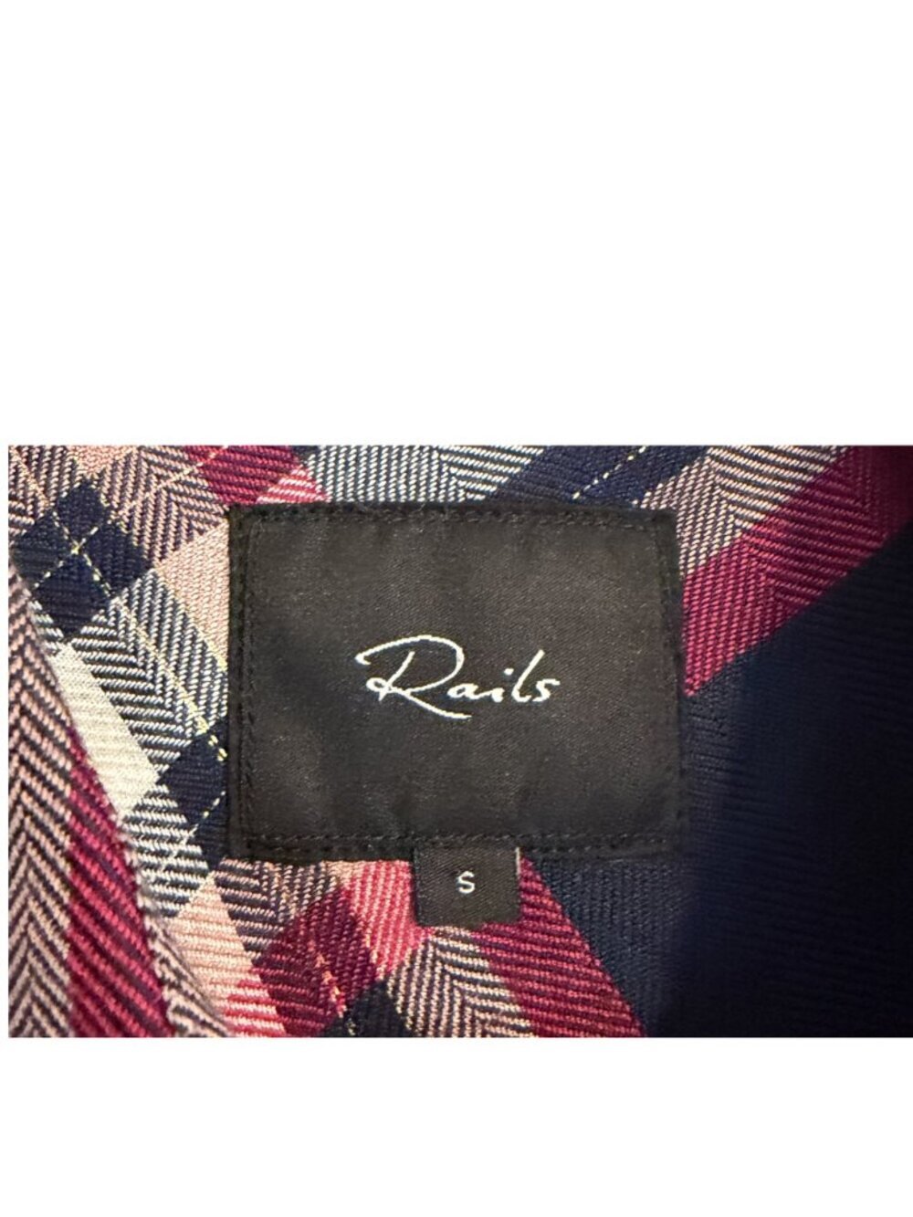 Rails Hunter Fuchsia Pink Navy Metallic Plaid Button Down Shirt Size S - Picture 8 of 8